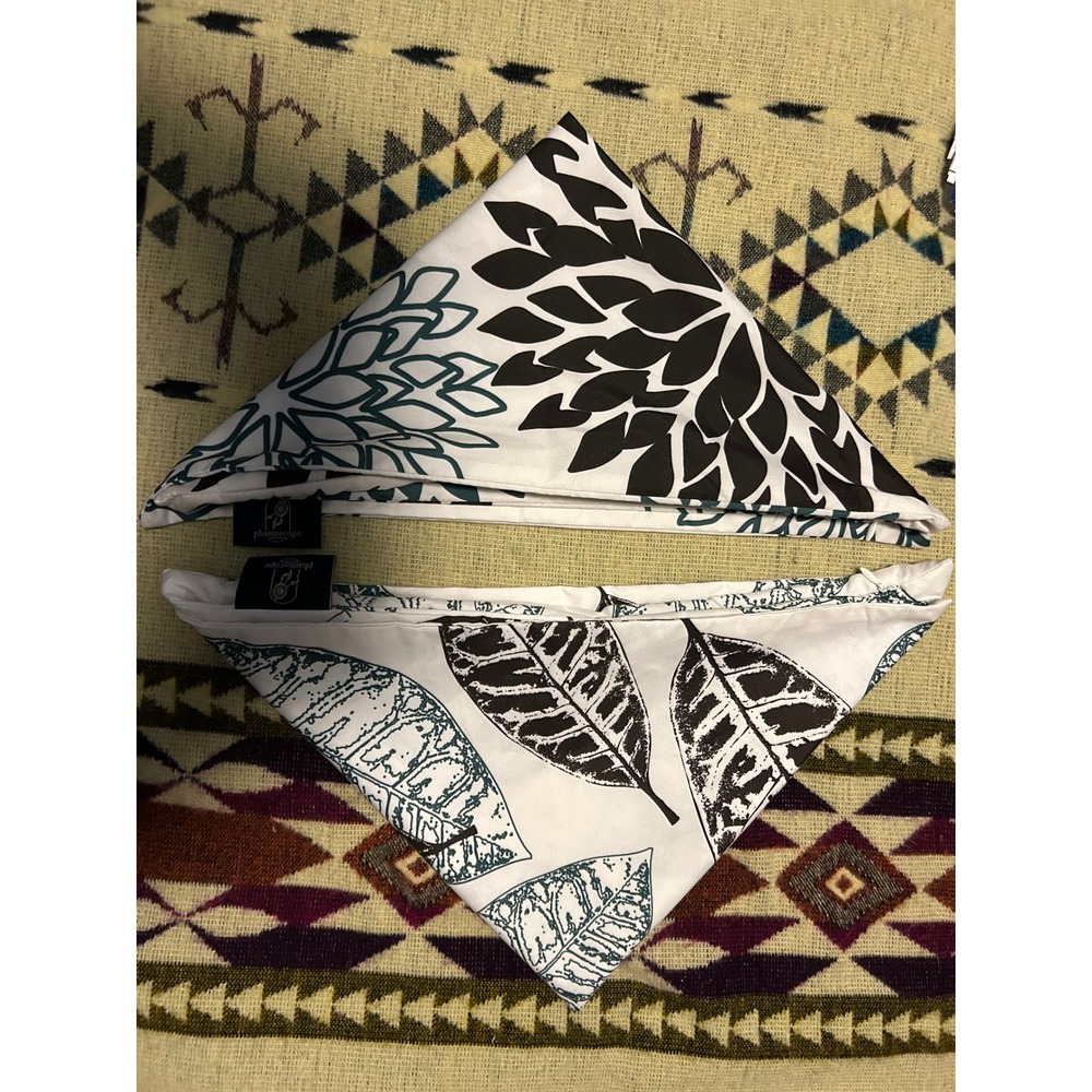 Phantoscope Set of 2 Decorative Pillow Covers 18x18 Teal Brown Leaf Floral‎